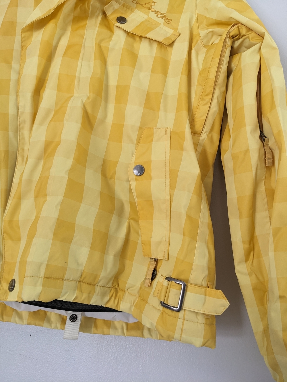 Burton Ski Jacket Youth Girl Size Small Yellow Hooded EUC Snowboard - Picture 3 of 16